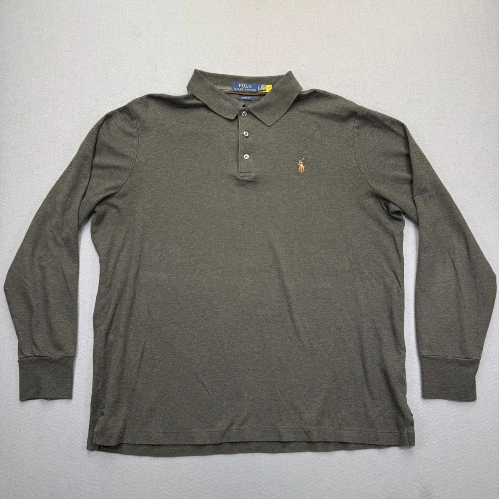Polo Ralph Lauren Mens‎ Classic Fit Long Sleeve Flesh Pony Polo Shirt Large